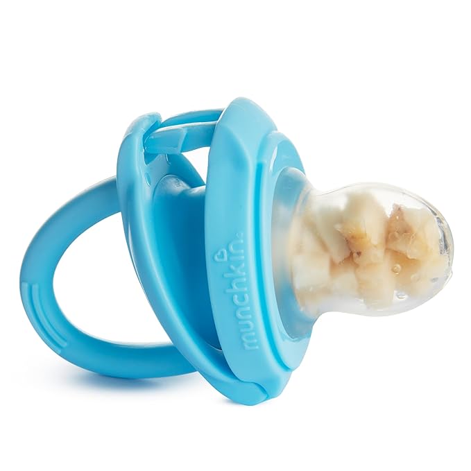 Munchkin Silicone Baby Food Feeder for Solids and Purees, Great for Self-Feeding and Baby Led Weaning, 2 Pack, Blue/Mint