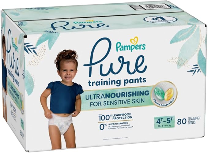 Pampers Pure Protection Training Underwear, Unisex, Size 4T5T, 80 Count, Premium, Hypoallergenic, Soft, Absorbent