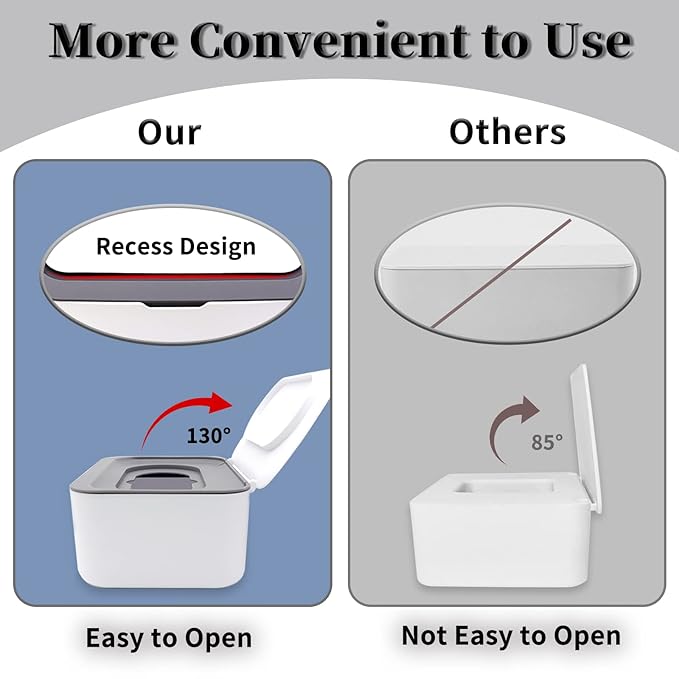 2Pcs Baby Wipes Dispenser, Diaper Wipe Holder with Lid, Refillable Wipes Case Container with Sealing Design, Flushable Wipes Pouch Case Storage Box for Bathroom, Keeps Wipes Fresh Easy Open & Close