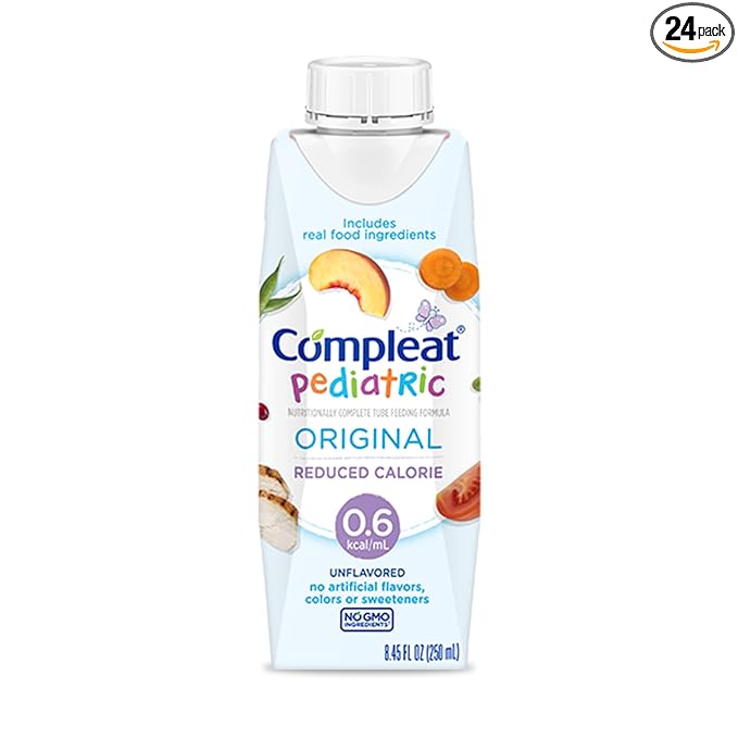 Compleat Pediatric 0.6mL, Reduced Calorie Nutritionally Complete Tube Feeding Formula, Unflavored, 24 Pack