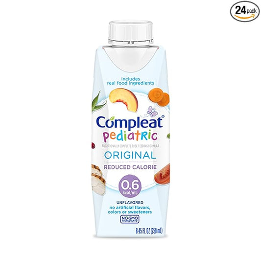 Compleat Pediatric 0.6mL, Reduced Calorie Nutritionally Complete Tube Feeding Formula, Unflavored, 24 Pack