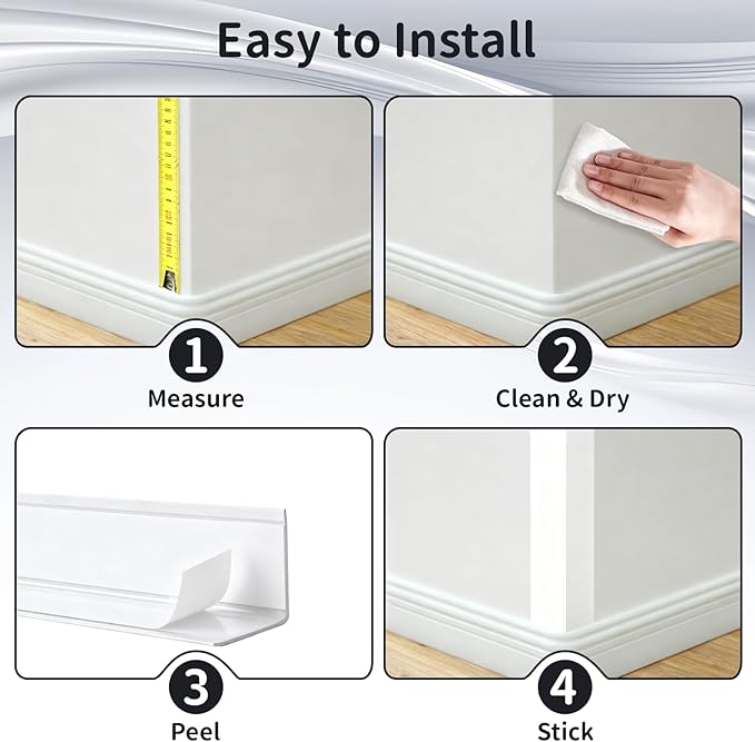 4 Pcs Metal Corner Protectors - 45" x 1" x 1" Aluminum Self Adhesive Wall Furniture Corner Guards Protection, Wall Edge Protector Strip Cabinet Baseboard Decoration - Silver