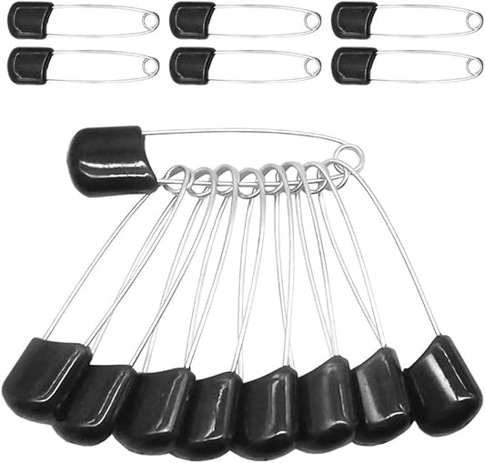 50Pcs 2.2" Plastic Head Safety Nappy Pins(Black)