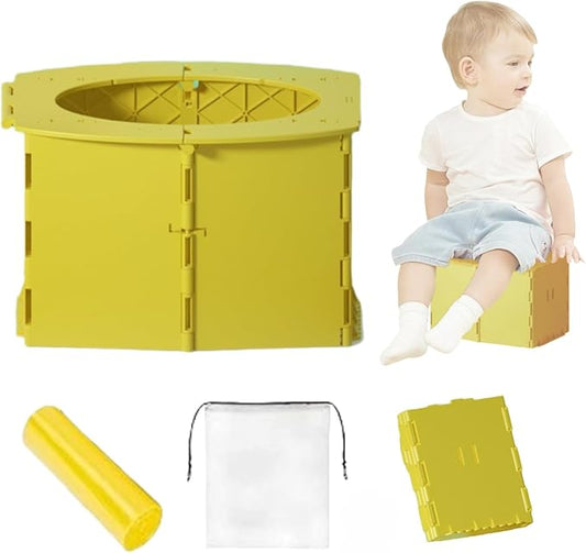 Travel Potty for Toddler, Portable and Foldable Toilet, Apply to Seat Emergency Toilet for Car, Camping, Outdoor, Indoor ，Can be placed in a backpack (yellow)