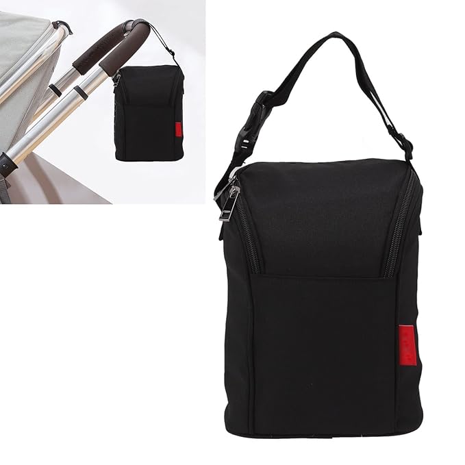 Keenso Baby Bottle Bag, Insulated Tote Pouch for Outdoor (Black)