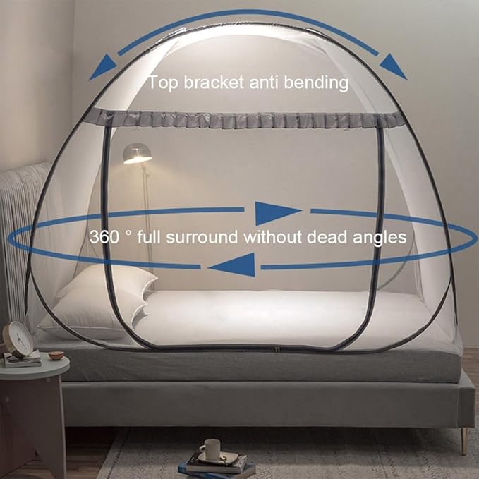 Pop Up Mosquito Net for Bed, Portable Camping Travel Mosquito Netting Bed Tent, Canoy Bed Tent Suit for Twin Full Queen King Size Bed, Mosquito Net Tent for Kids Girls Boys Bedroom
