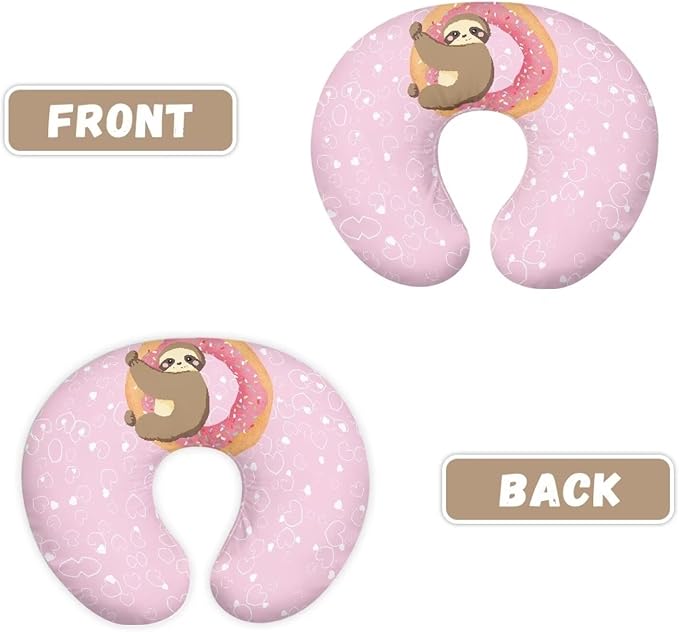 Cute Sloth Nursing Pillow Cover Breastfeeding Pillow Covers for Breastfeeding Mom Hidden Zipper Design U-Shaped Pillow Covers Soft and Skin-Friendly