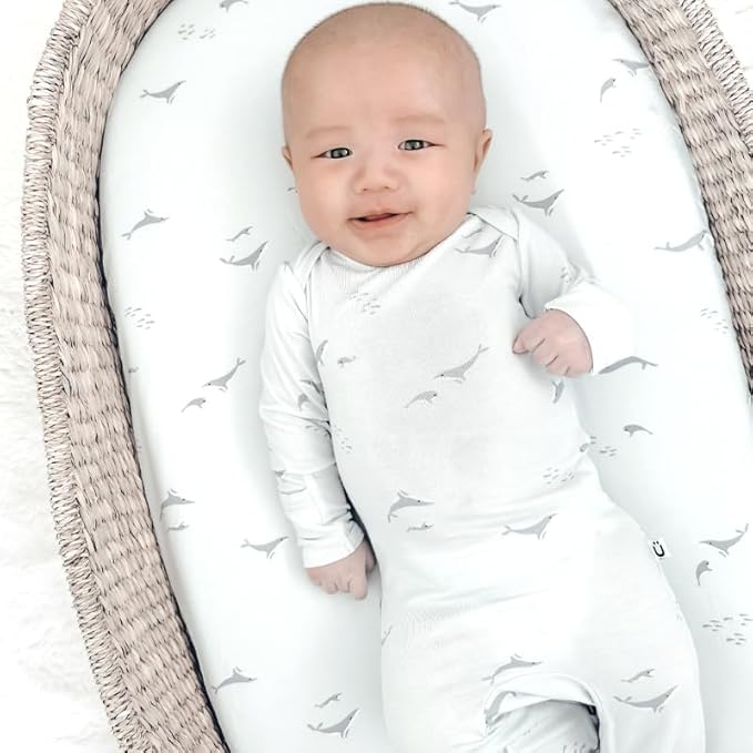 GUNAMUNA Unisex Baby Infant Changing Pad Covers, Ultra Soft and Safe on Skin, Baby Shower, 30" x 18", Whale