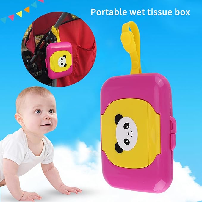 Wet Wipes Storage Box, Baby Wipes Dispenser, Portable Refillable Baby Wet Wipe Pouch Dispenser, Reusable Stroller Wet Wipes Box for Outdoor Travel(Rose)