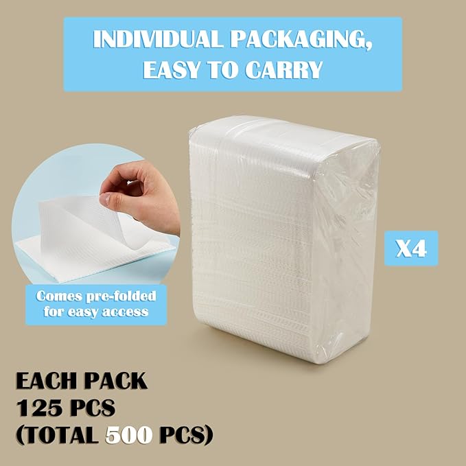 Mixweer 500 Pcs Baby Disposable Changing Pads 13 x 18 Inch Quick Absorb White Diaper Changing Table Pads Sanitary Liners Soft Waterproof for Baby Child Adult Pets Travel Change Stations