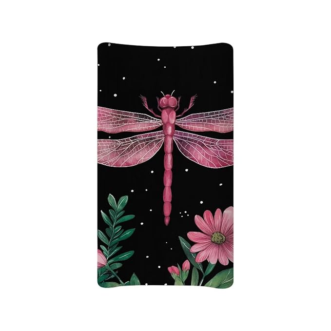 ZDCUSTOM Dragonfly Changing Table Cover Soft Stretchy Diaper Changing Pad Covers Changing Table Pads Sheets Safe and Snug for Baby Boys Girls 32"x16"