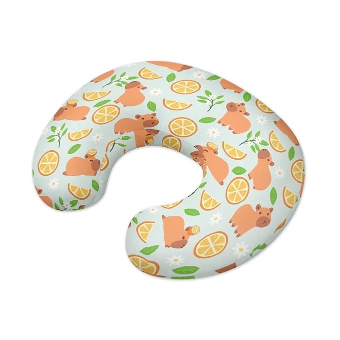 Jeiento Lemon and Capybara Nursing Pillow Covers Soft Slipcovers for Breastfeeding Pillows Comfortable Soft Feeding Pillow Slipcovers Fit Standard Infant Nursing Pillow