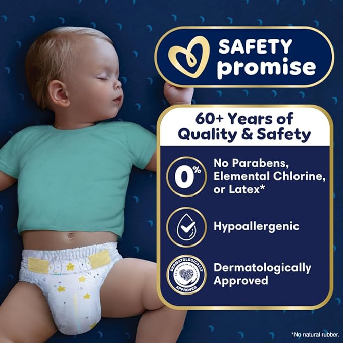 Pampers ZZZ Overnight Diapers, Size 4 (22-37 lbs), 104 Count, Nighttime Protection Disposable Baby Diaper, Night Time Leak and Skin Protection