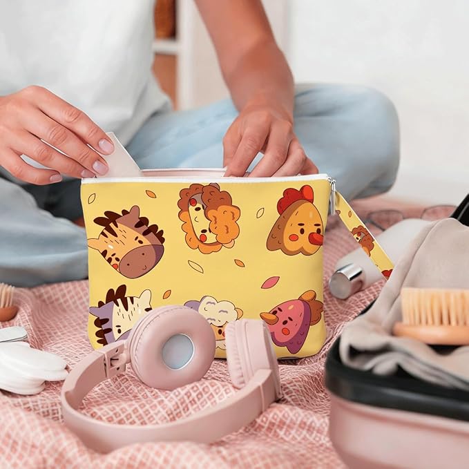 Wet Dry Bag, Wet Bag for Swimsuit, Diaper Sunscreen Large Zipper Pouch Waterproof Pouch, Beach Bags for Women, Gifts for Ladies Girls Friends Colleagues and Sisters, Animal Cartoon Head Patterns