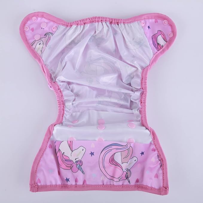 Baby Diaper Cover Nappy One Size 8lbs to 36lbs for Girls (Pink Horse)