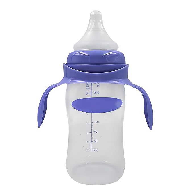 Baby Bottle Handles Compatible with Lansinoh Baby Bottles, Ergonomic Bottle Holder for Newborn, 4 Pack (Purple)