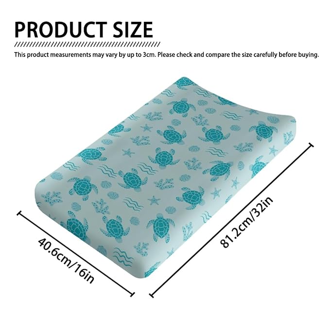 Turtle Changing Pad Cover for Baby Breathable Baby Diaper Change Table Pad Covers Removable Cradle Mattress Sheets for All Season Modern Nursery Decor