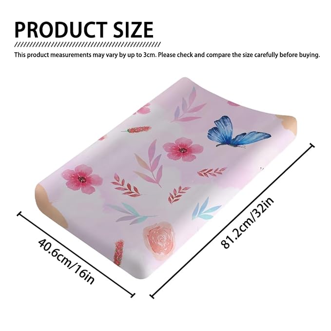 Butterfly Wild Floral Baby Diaper Changing Table Sheets Jersey Knit Breathable Changing Table Pad Cover for Infants Toddles 16 * 32 Inches