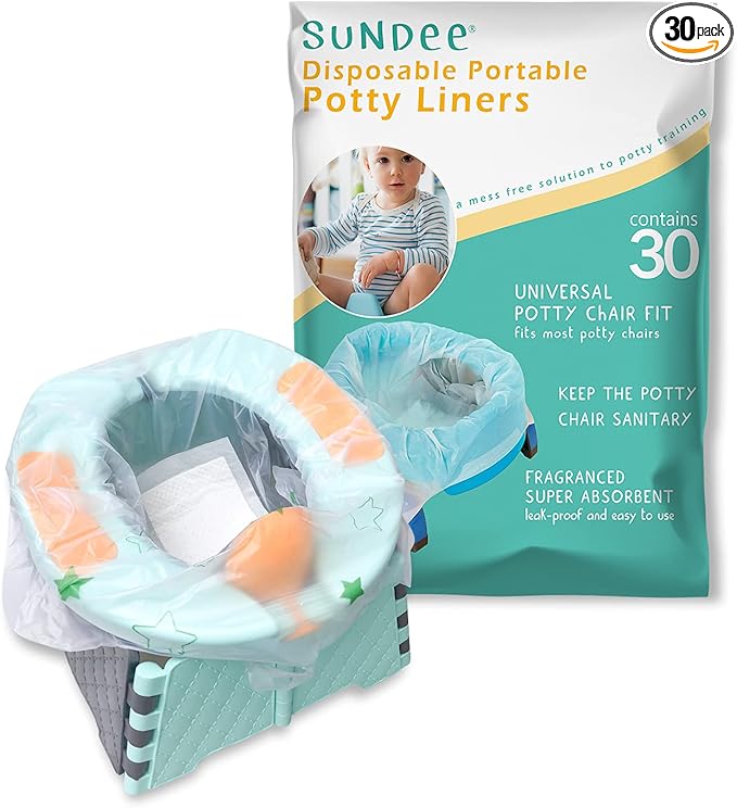 Potty Chair Liners, Portable Disposable Potty Liner Bags for Universal Potty Training Toilet Seat, Toddler Outdoors Travel Baby Toilet Liners - 30 Pack