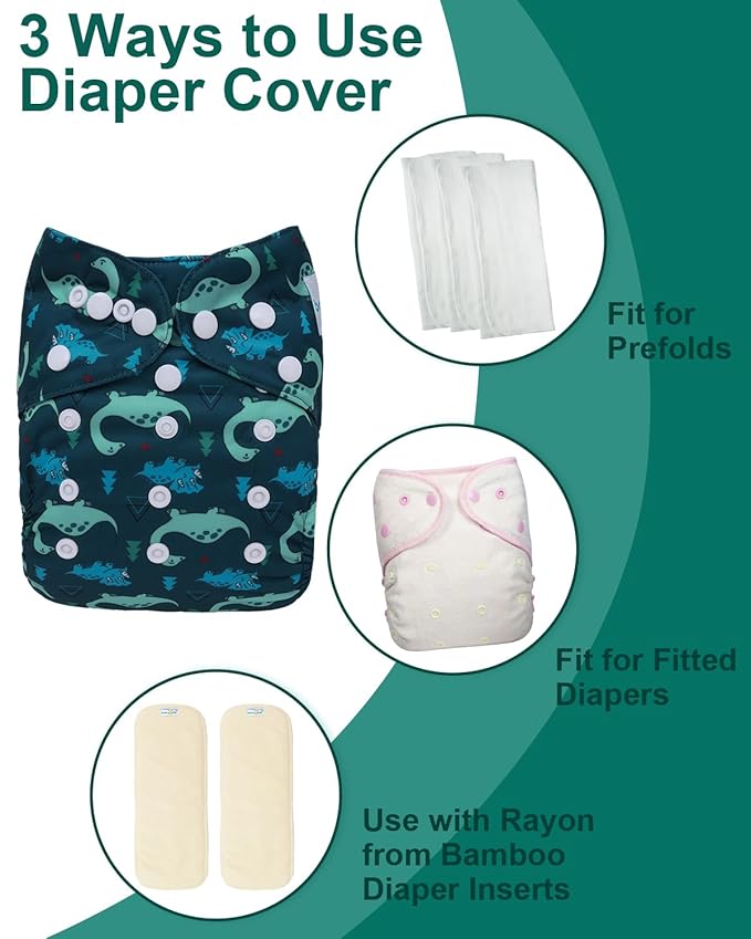 babygoal Cloth Diaper Covers 6 Pack with Wet Bag for Fitted Diapers and Prefolds with Double Gussets, Adjustable and Reusable for Baby Boys