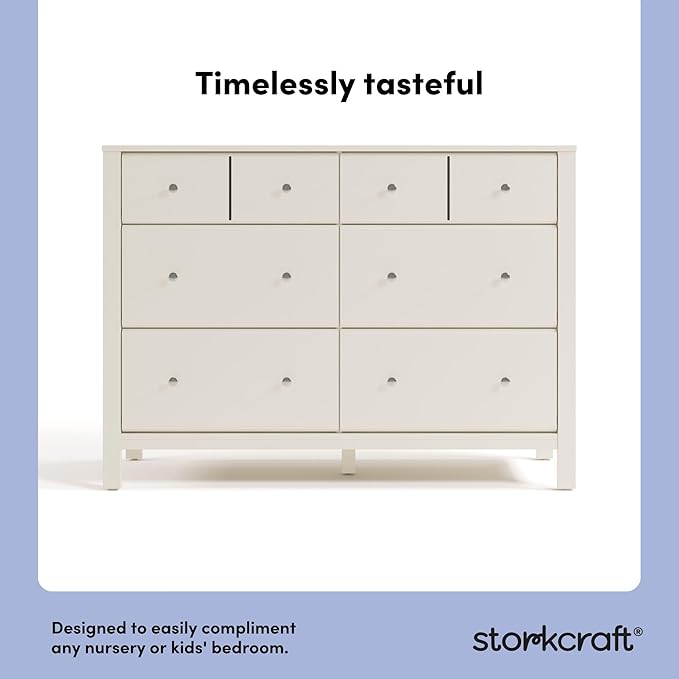 Storkcraft Horizon 6 Drawer Dresser (Frosted Oat) – GREENGUARD Gold Certified Dresser for Nursery & Kids’ Room, Modern Storage with Interlocking Drawer System