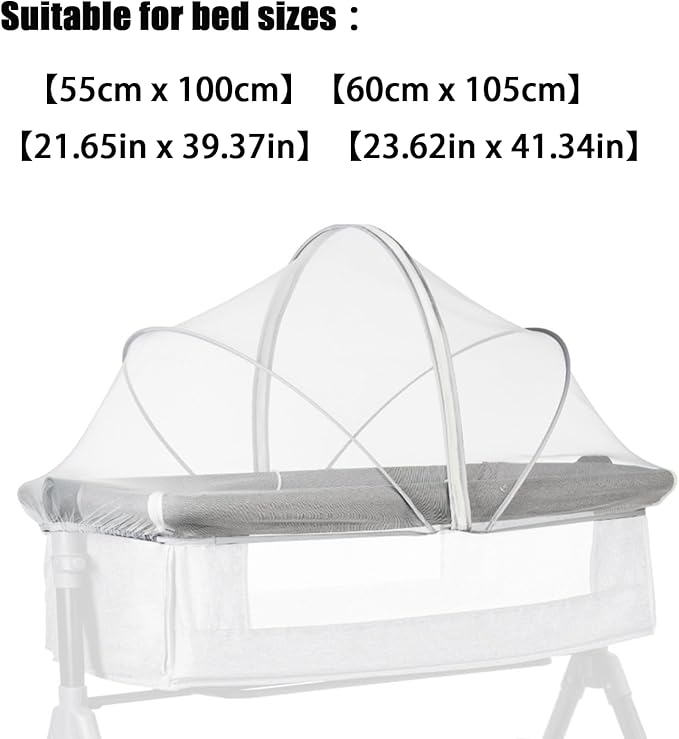 PandaEar Bassinet Mosquito Net Cover, Universal Breathable Mesh Canopy with 2-Way Zipper & High-Elasticity Support, Infant Crib Tent Fits Most Mini Cribs, Bedside Sleepers & Playpens