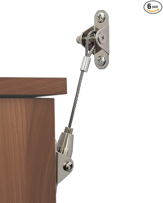 6 Sets Anti Tip Furniture Anchors for Baby Proofing, Earthquake Straps, Furniture Secure to wall Anchors, Childproof and Home Safety, Adjustable 12in