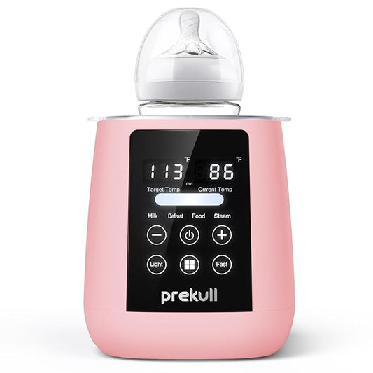 Bottle Warmer, prekull Fast Baby Bottle Warmer with Accurate Temp Control for Breastmilk, Formula, 48H Thermostat Milk Warmer with Thaw, Night Light, Multifunctional Bottle Warmer for All Bottles-Pink