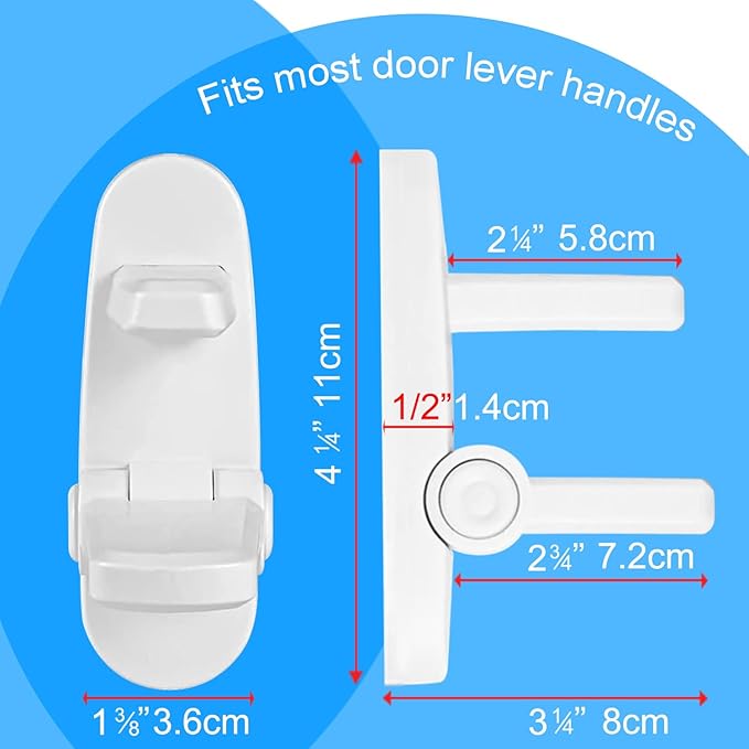 Childproof Door Lever Lock Baby Safety Locks for Doors (4 Pack) Improved Door Safety for Kids, 3M Adhesive No Drilling Child Safety Door Handle Lock. Simple Install, No Tools Needed (Black, 4)