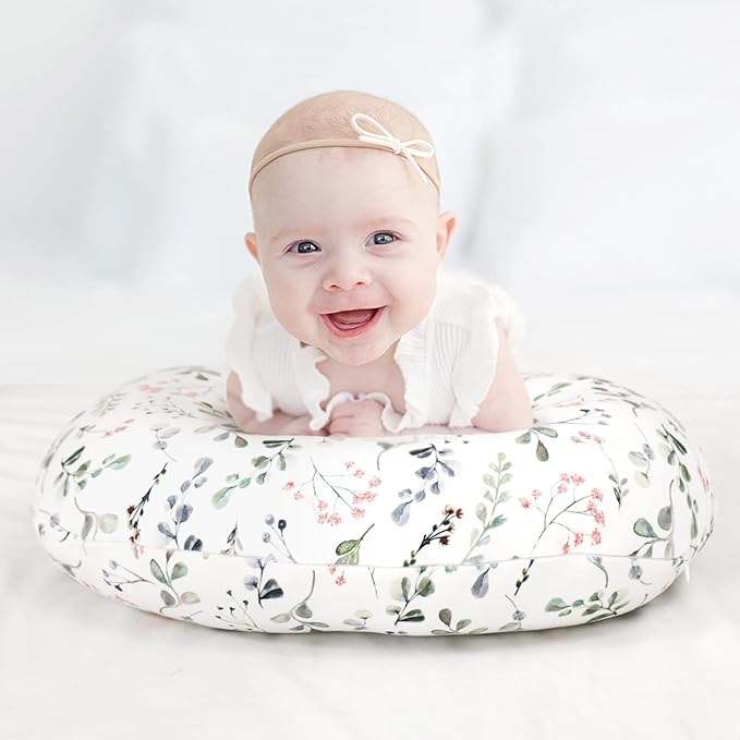 GRSSDER Nursing Pillow Cover Stretchy Minky Removable Nursing Covers for Breastfeeding Pillows, Ultra Soft Comfortable Slipcover for Girls, Stylish Flora Pattern