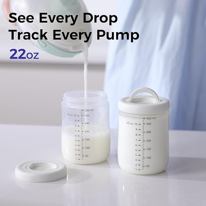 Portable Breast Milk Cooler, 4 Ice Rings, 360°Cooling with Vacuum Lid, Safe Chill for 30H+, 22oz Large Capacity with 2 Bottles, Rapid Chill to 40℉, Extra Wide Opening, Ideal for Work & Travel