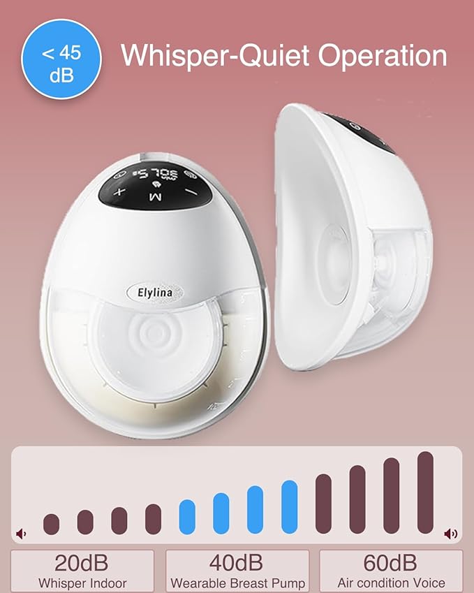 Wearable Breast Pump, Curved Fit, Leak-Free Comfort, Electric, Portable & Hands-Free, Strong Suction in Ultra-Slim, Discreet Design, All-Day Battery, Super Quiet, Touch Screen, Suction Tester