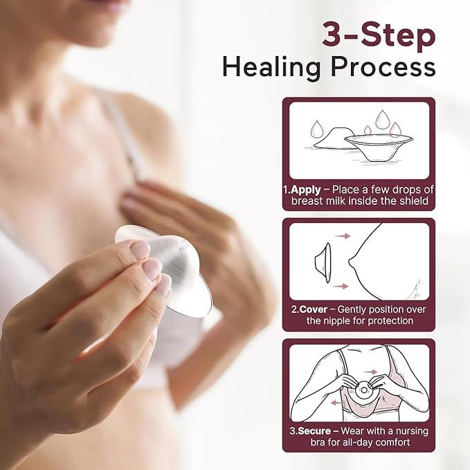 Momcozy 999 Silver Nursing Cups, Hole-Free Nipple Shields for Breastfeeding, Metal Silver Covers for Newborns (XXL)