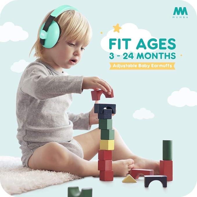Mumba Baby Ear Protection Noise Cancelling Headphones for Babies and Toddlers Baby Earmuffs - Ages 3-24+ Months - for Sleeping, Studying, Airplane, Concerts, Movie, Theater, Fireworks