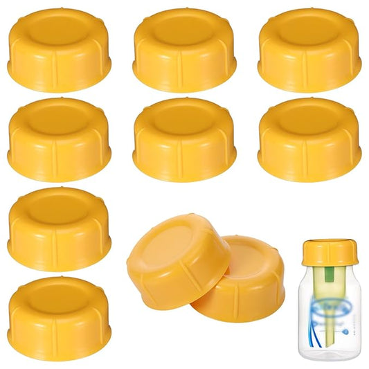 10Pcs Narrow Baby Bottle Caps Compatible with Dr Brown's, Medela, Ameda, Travel Bottle Caps Replacement Parts for Dr Brown, Storage Baby Bottle Lids with Sealing Gasket BPA Free Leak Proof (Orange)