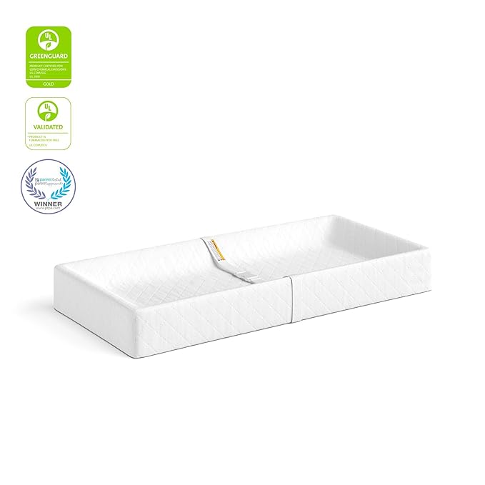 Storkcraft Nest 4-Sided Contoured Baby Changing Pad with Safety Strap - GREENGUARD Gold Certified, Water-Resistant Surface, Fits Most Standard-Size Changing Table Toppers, Non-Skid Bottom