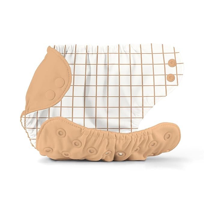 Esembly Cloth Diaper Cover - Reusable Swim Diaper, Waterproof, Breathable - Adjustable Outer Layer Over Absorbent Inner for Blowout Protection - Sepia, Size 1 (7-17lbs)
