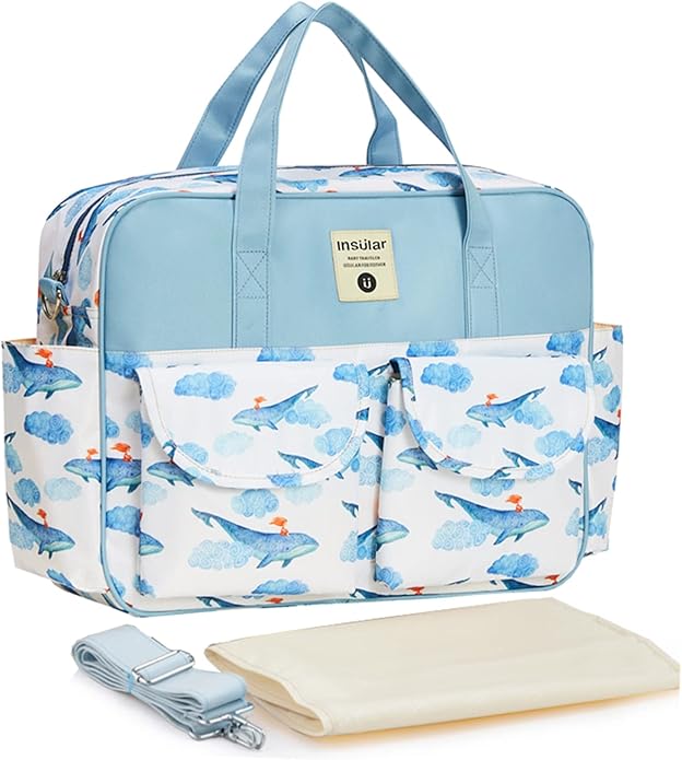 Kamay's Mummy Shoulder Bag Diaper Bag Chic Nappy Changing Bag Tote/Messenger Style Large with Changing Mat, Adjustable Straps