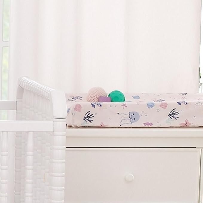NoJo Mermaid Lagoon Pink, and Blue Sea Friends Super Soft Contoured Changing Pad Cover