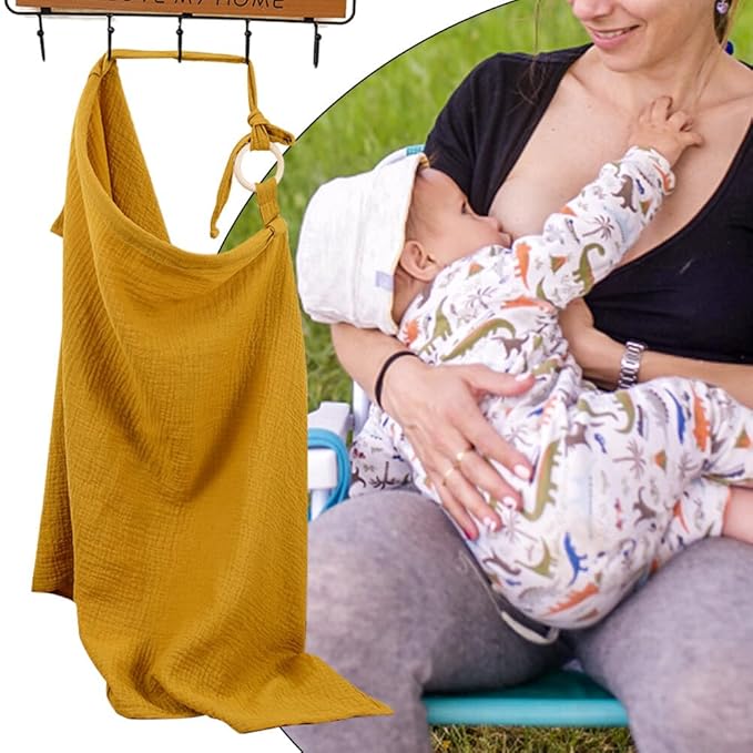 Muslin Nursing Cover for Breastfeeding, Breathable Cotton Breastfeeding Cover, Nursing Apron Privacy Breastfeeding for Mother Nursing Apron