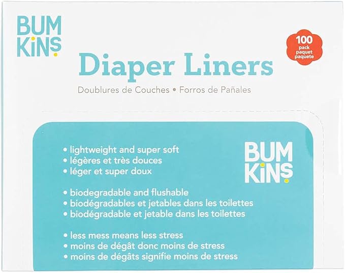Bumkins Disposable Cloth Fabric Diaper Liner, Biodegradable, Neutral, 100 Count (Pack of 1)