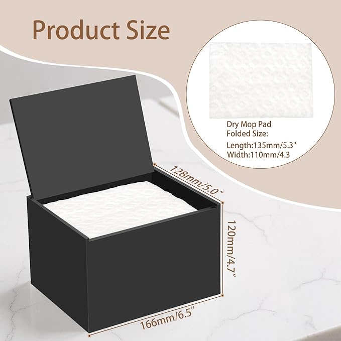 Dry Sweeping Cloths Pad Holder Container, Floor Mopping Storage Acrylic Box for Fabric Softener Sheets, Black