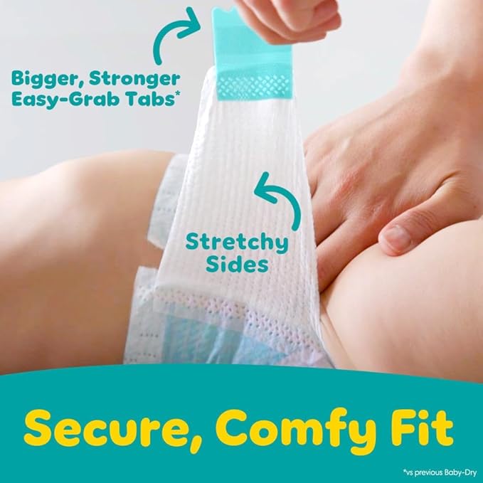 Pampers Baby Dry Disposable Baby Diapers Size 4, 2 Month Supply (2 x 186 Count) with Sensitive Water Based Baby Wipes 12X Multi Pack Pop-Top and Refill (1008 Count)