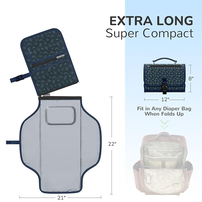 Portable Changing Pad with Shoulder Strap - Detachable Travel Changing Pad with Head Pillow, Lightweight & Waterproof Portable Diaper Changing Pad for Baby Shower Gifts