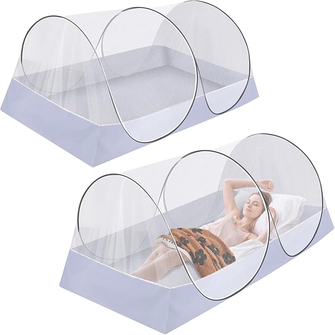 2 Pcs Extra Large Pop Up Mosquito Tent, Portable Foldable Mosquito Net for Bed Camping Travel Patio (78 * 41 * 31inch)