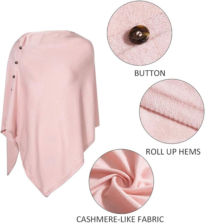 stylesilove Multi-Use Knit Nursing Shawl Poncho Adjustable Buttons for Breastfeeding Protection Nursing Cover Infinity Scarf