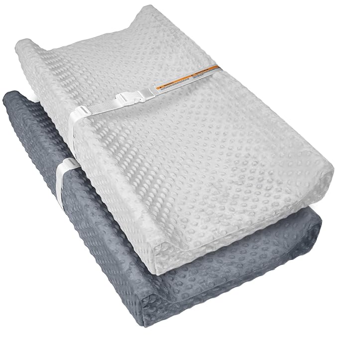 2 Pack Baby Changing Pad Covers, Super Soft Plush Dot Diaper Changing Table Covers Fit 32x16 Inch Changing Table Pad