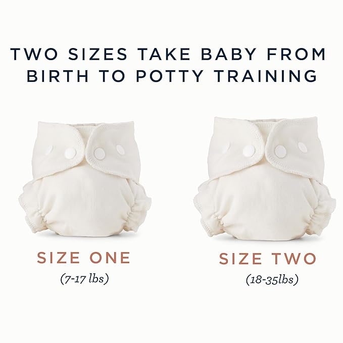 Esembly Cloth Diaper Inner - Organic Cotton Fitted Diaper- Soft, Ultra-Absorbant, Trim-Fitting Layer to Pair with Waterproof Outer for Blowout-Proof Diapering - 6-Pack, Size 1 (7-17lbs)