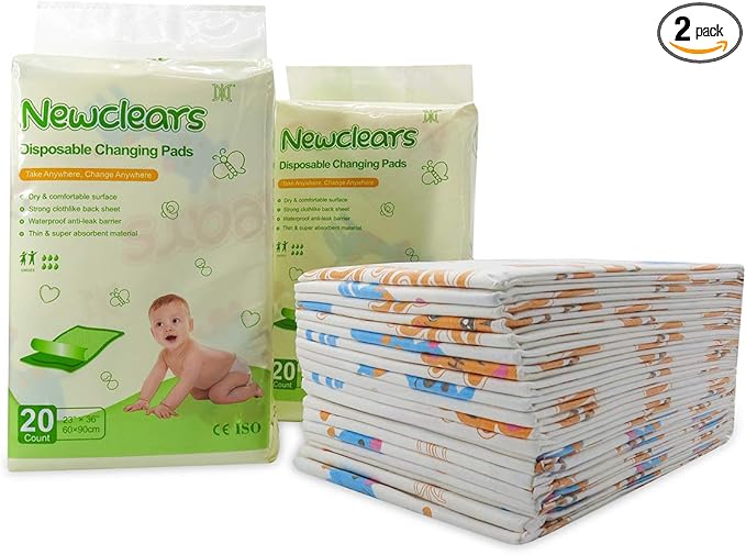 Baby Disposable Underpads Breathable Incontinence Diaper Changing Pads, 20 Count/Pack (23''x36'' - 2pack(40 Count))