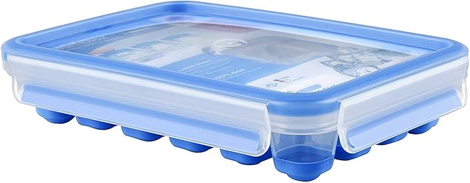 Emsa Clip and Close 2.0 Ice Cubes Box, Plastic, Blue/Transparent